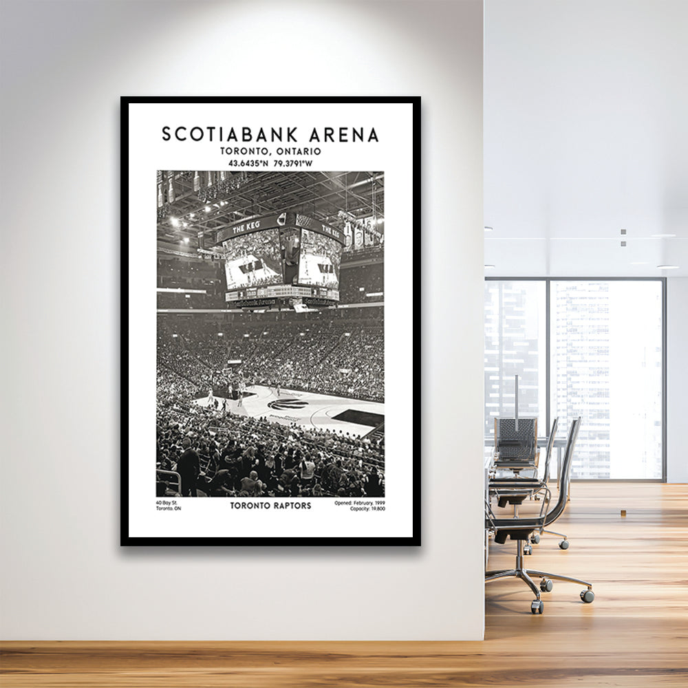 Scotiabank Arena Stadium Black And White, Toronto Basketball Stadium Wall Art Print, Framed Art Prints Wall Decor