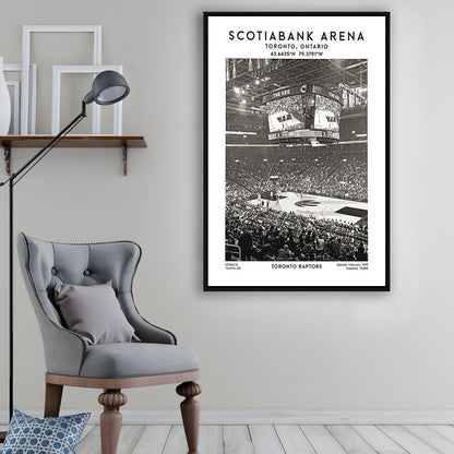 Scotiabank Arena Stadium Black And White, Toronto Basketball Stadium Wall Art Print, Framed Canvas Prints Wall Art