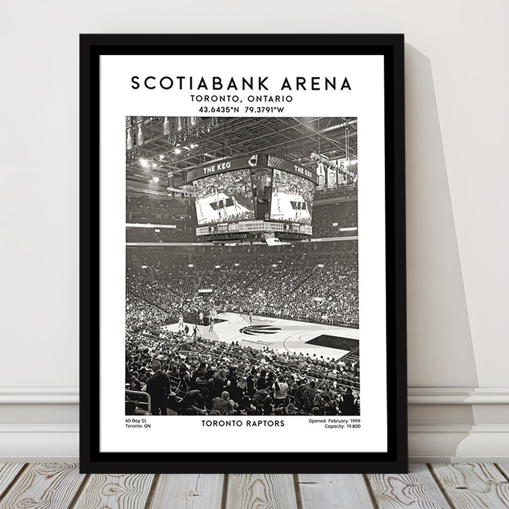 Scotiabank Arena Stadium Black And White, Toronto Basketball Stadium Wall Art Print, Framed Canvas Prints Wall Art