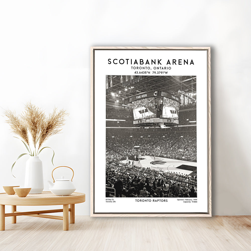 Scotiabank Arena Stadium Black And White, Toronto Basketball Stadium Wall Art Print, Framed Canvas Prints Wall Art