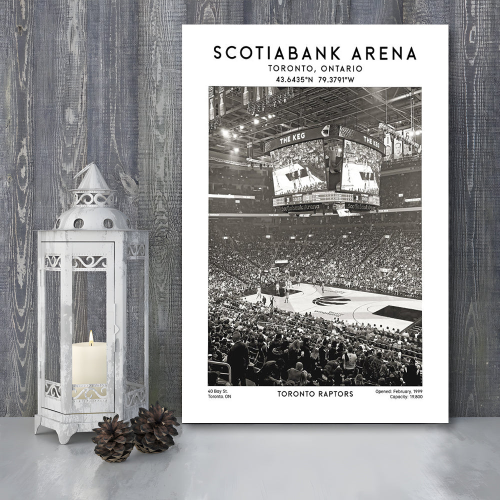 Scotiabank Arena Stadium Black And White, Toronto Basketball Stadium Wall Art Print, Canvas Prints Wall Art, Man Cave Decor