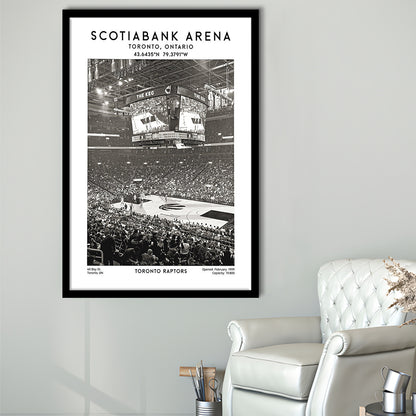 Scotiabank Arena Stadium Black And White, Toronto Basketball Stadium Wall Art Print, Framed Art Prints Wall Decor