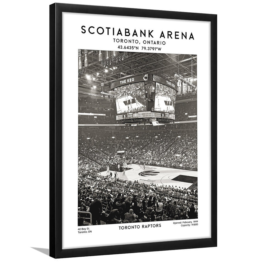Scotiabank Arena Stadium Black And White, Toronto Basketball Stadium Wall Art Print, Framed Art Prints Wall Decor