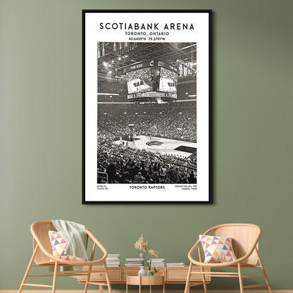 Scotiabank Arena Stadium Black And White, Toronto Basketball Stadium Wall Art Print, Framed Canvas Prints Wall Art