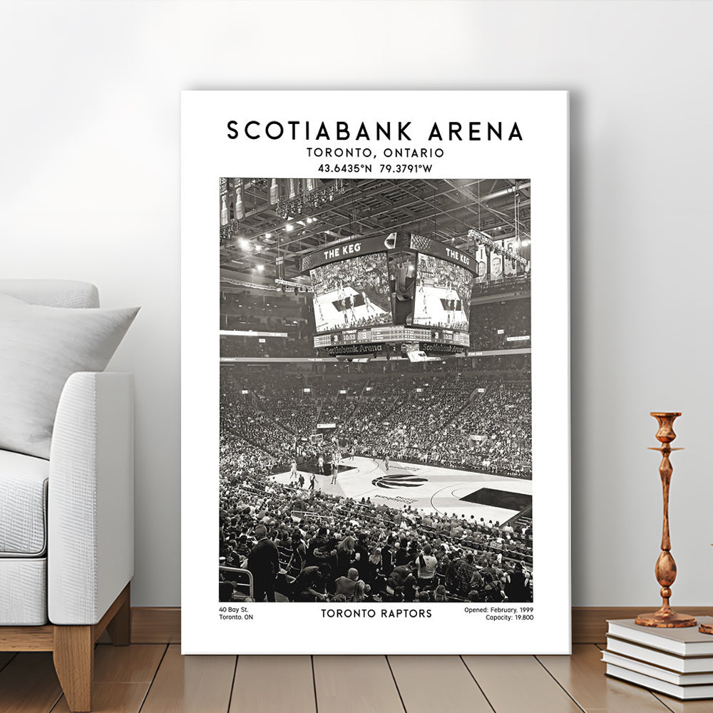 Scotiabank Arena Stadium Black And White, Toronto Basketball Stadium Wall Art Print, Canvas Prints Wall Art, Man Cave Decor