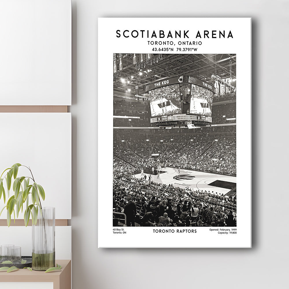 Scotiabank Arena Stadium Black And White, Toronto Basketball Stadium Wall Art Print, Canvas Prints Wall Art, Man Cave Decor