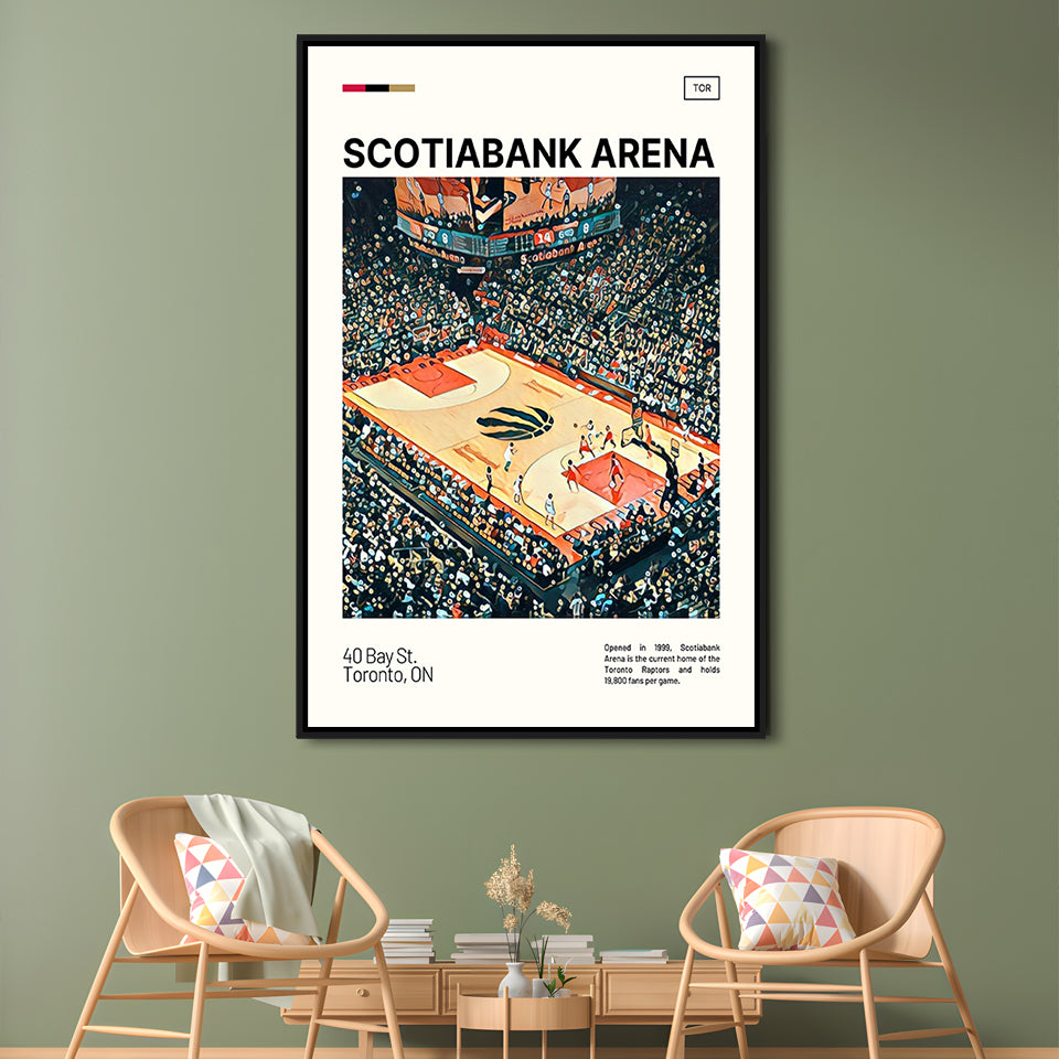 Scotiabank Arena Print, Toronto Raptors Stadium Canvas Art, Man Cave Gift, Floating Framed Canvas Print Wall Art