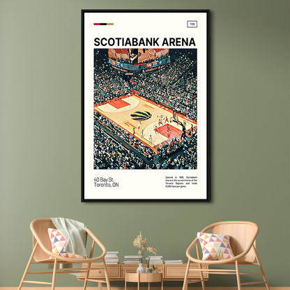 Scotiabank Arena Print, Toronto Raptors Stadium Canvas Art, Man Cave Gift, Floating Framed Canvas Print Wall Art