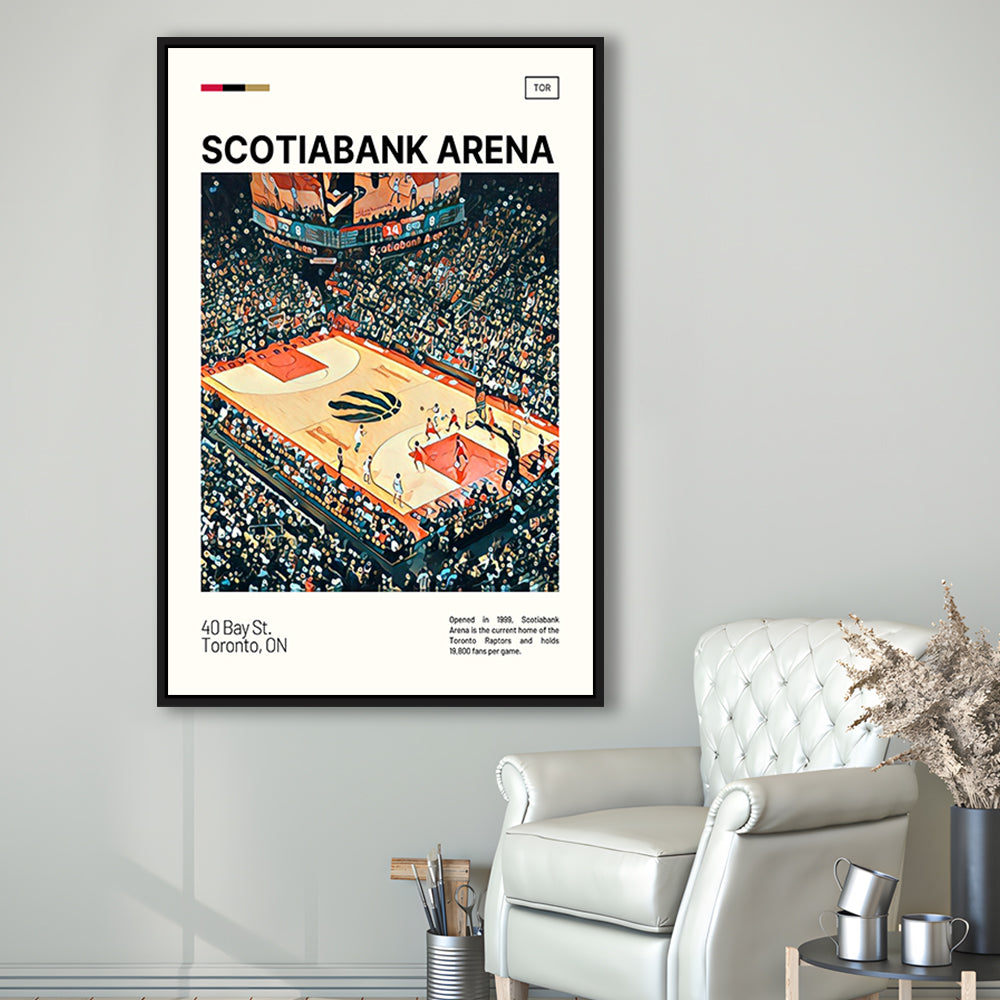 Scotiabank Arena Print, Toronto Raptors Stadium Canvas Art, Man Cave Gift, Floating Framed Canvas Print Wall Art