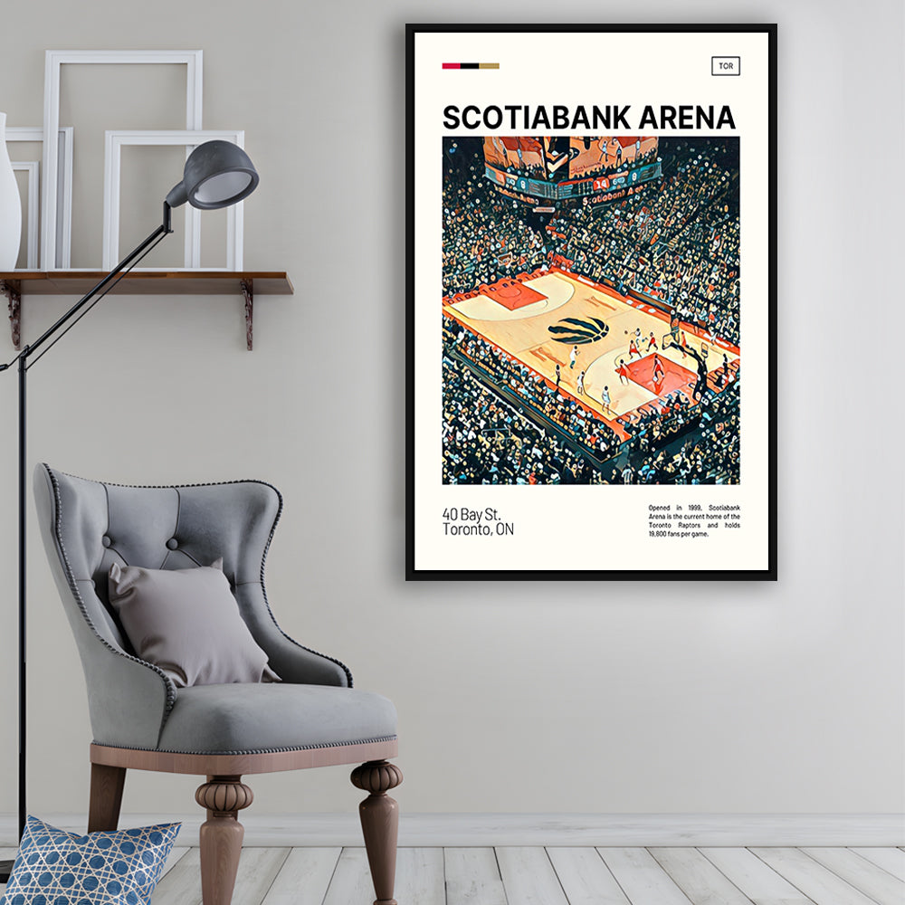 Scotiabank Arena Print, Toronto Raptors Stadium Canvas Art, Man Cave Gift, Floating Framed Canvas Print Wall Art
