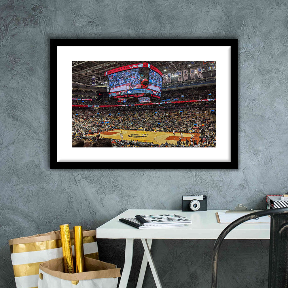 Scotiabank Arena Raptors, Stadium Canvas, Sport Art, Gift for him, White Border Framed Art Print Wall Decor