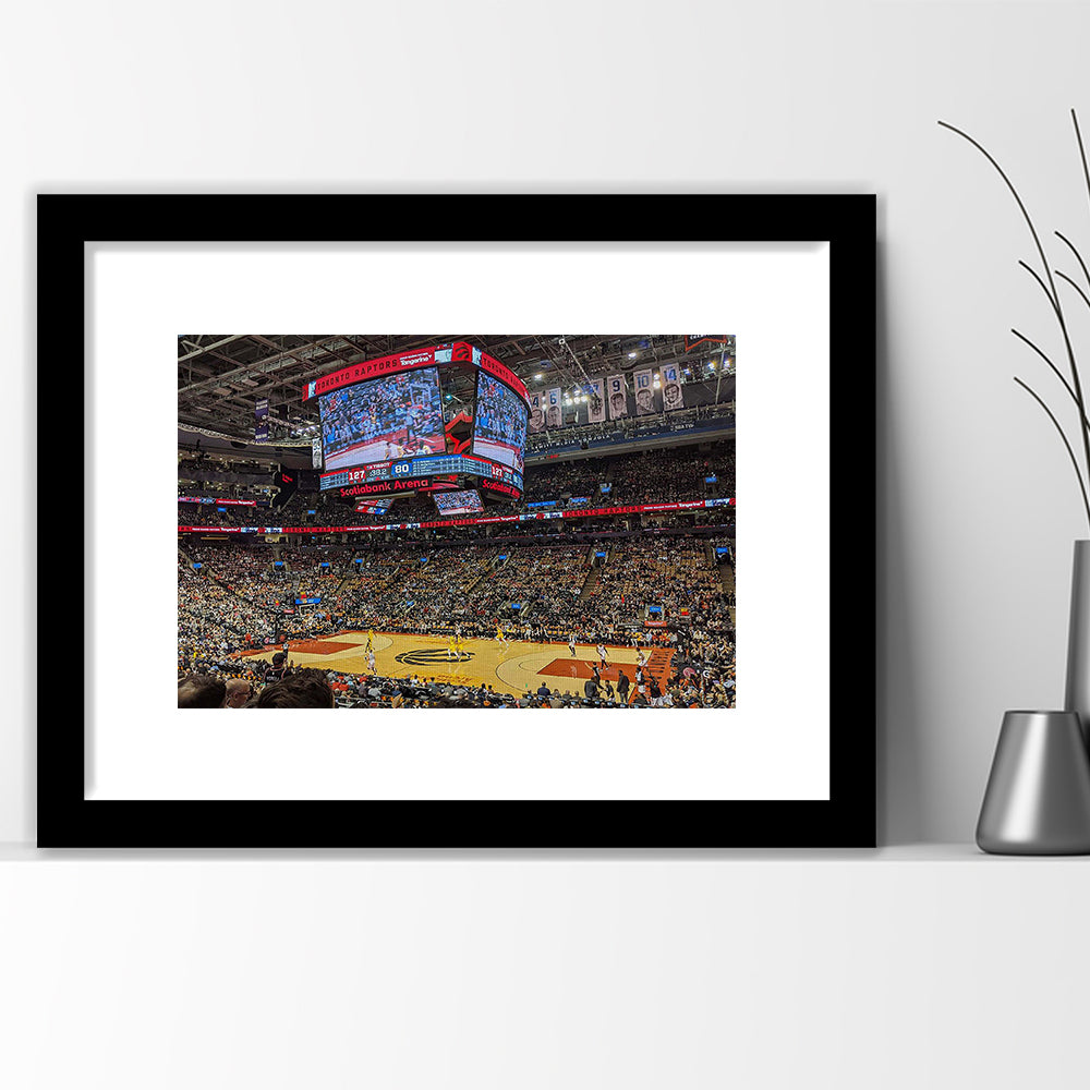 Scotiabank Arena Raptors, Stadium Canvas, Sport Art, Gift for him, White Border Framed Art Print Wall Decor