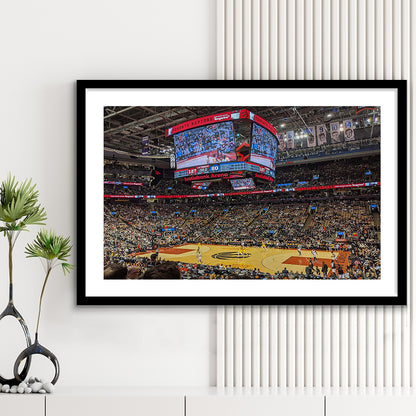 Scotiabank Arena Raptors, Stadium Canvas, Sport Art, Gift for him, White Border Framed Art Print Wall Decor