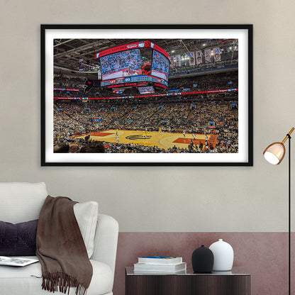 Scotiabank Arena Raptors, Stadium Canvas, Sport Art, Gift for him, White Border Framed Art Print Wall Decor