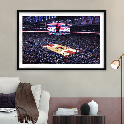 Scotiabank Arena in Toronto, Stadium Canvas, Sport Art, Gift for him, White Border Framed Art Print Wall Decor