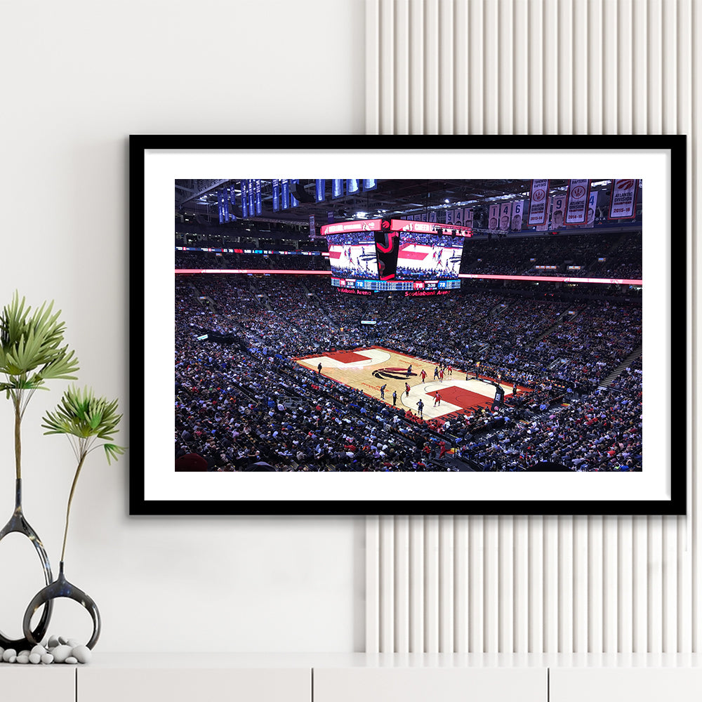 Scotiabank Arena in Toronto, Stadium Canvas, Sport Art, Gift for him, White Border Framed Art Print Wall Decor