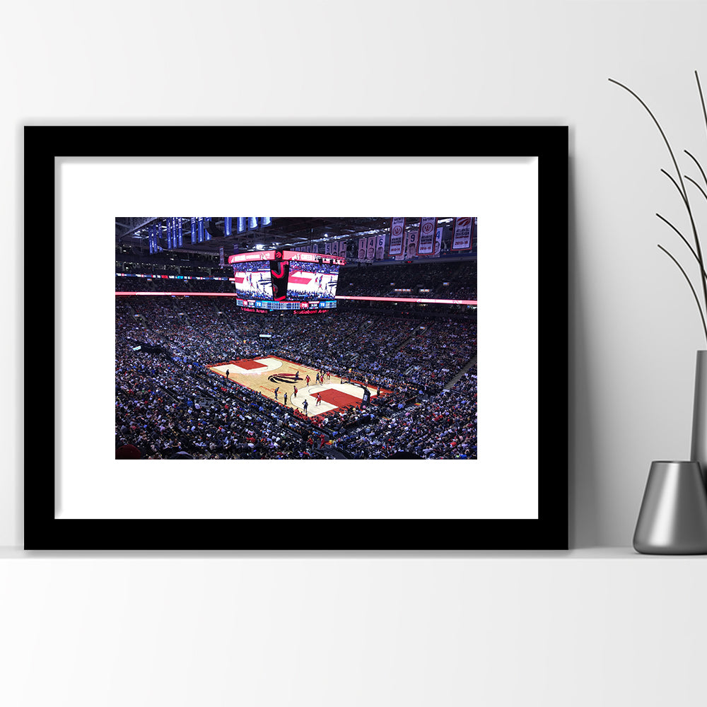 Scotiabank Arena in Toronto, Stadium Canvas, Sport Art, Gift for him, White Border Framed Art Print Wall Decor