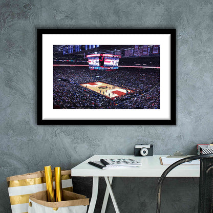 Scotiabank Arena in Toronto, Stadium Canvas, Sport Art, Gift for him, White Border Framed Art Print Wall Decor