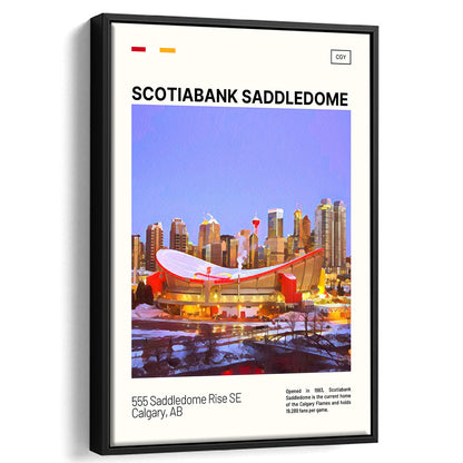 Scotiabank Saddledome Print, Calgary Flames Stadium Canvas Art, Man Cave Gift, Floating Framed Canvas Print Wall Art