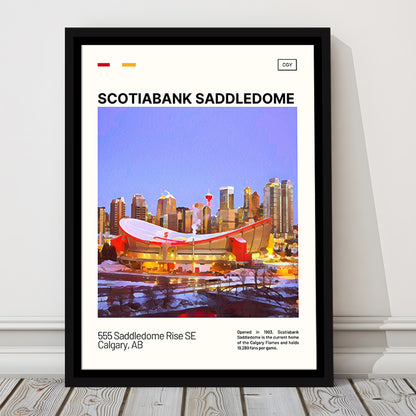 Scotiabank Saddledome Print, Calgary Flames Stadium Canvas Art, Man Cave Gift, Floating Framed Canvas Print Wall Art