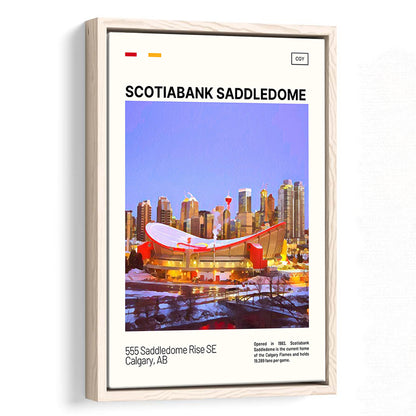 Scotiabank Saddledome Print, Calgary Flames Stadium Canvas Art, Man Cave Gift, Floating Framed Canvas Print Wall Art