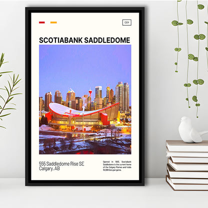 Scotiabank Saddledome Print, Calgary Flames Stadium Canvas Art, Man Cave Gift, Floating Framed Canvas Print Wall Art
