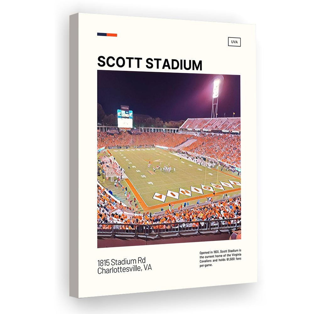 Scott Stadium Print, Virginia Cavaliers Stadium Canvas Art, Fan Gifts, Sport Art, Canvas Print Wall Art