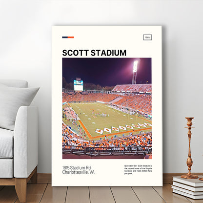 Scott Stadium Print, Virginia Cavaliers Stadium Canvas Art, Fan Gifts, Sport Art, Canvas Print Wall Art