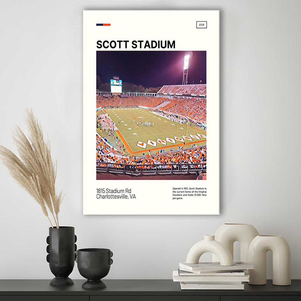 Scott Stadium Print, Virginia Cavaliers Stadium Canvas Art, Fan Gifts, Sport Art, Canvas Print Wall Art