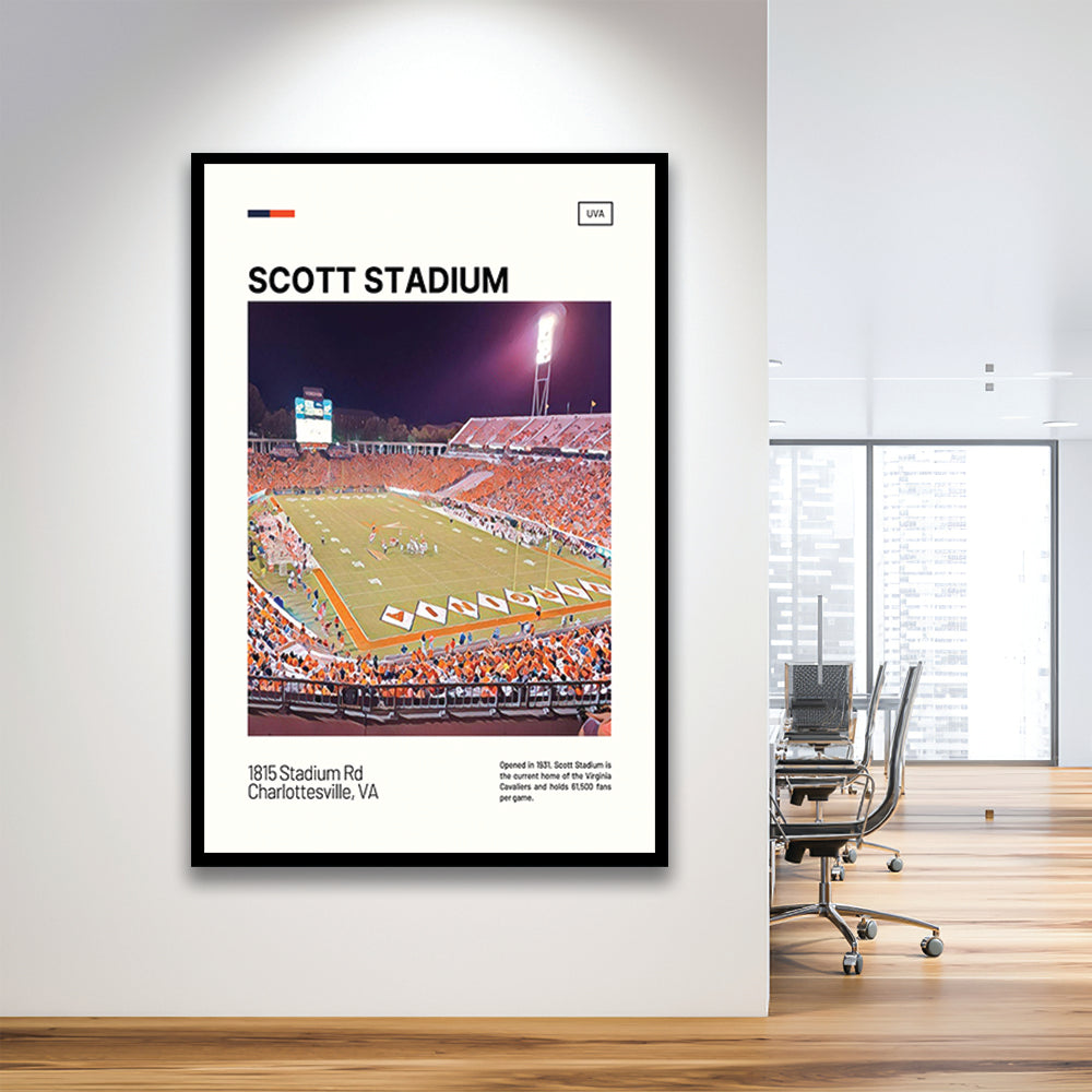 Scott Stadium Print, Virginia Cavaliers Stadium Art, Gifts for him, Sport Art, Framed Art Print Wall Decor
