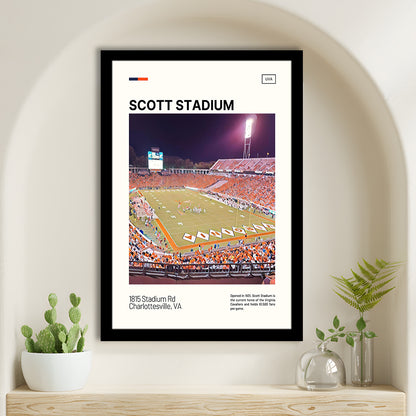 Scott Stadium Print, Virginia Cavaliers Stadium Art, Gifts for him, Sport Art, Framed Art Print Wall Decor