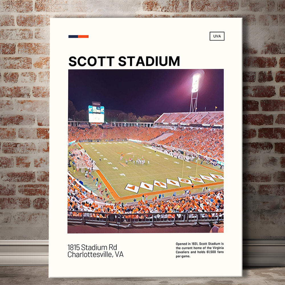 Scott Stadium Print, Virginia Cavaliers Stadium Canvas Art, Fan Gifts, Sport Art, Canvas Print Wall Art