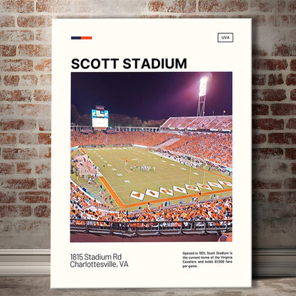 Scott Stadium Print, Virginia Cavaliers Stadium Canvas Art, Fan Gifts, Sport Art, Canvas Print Wall Art