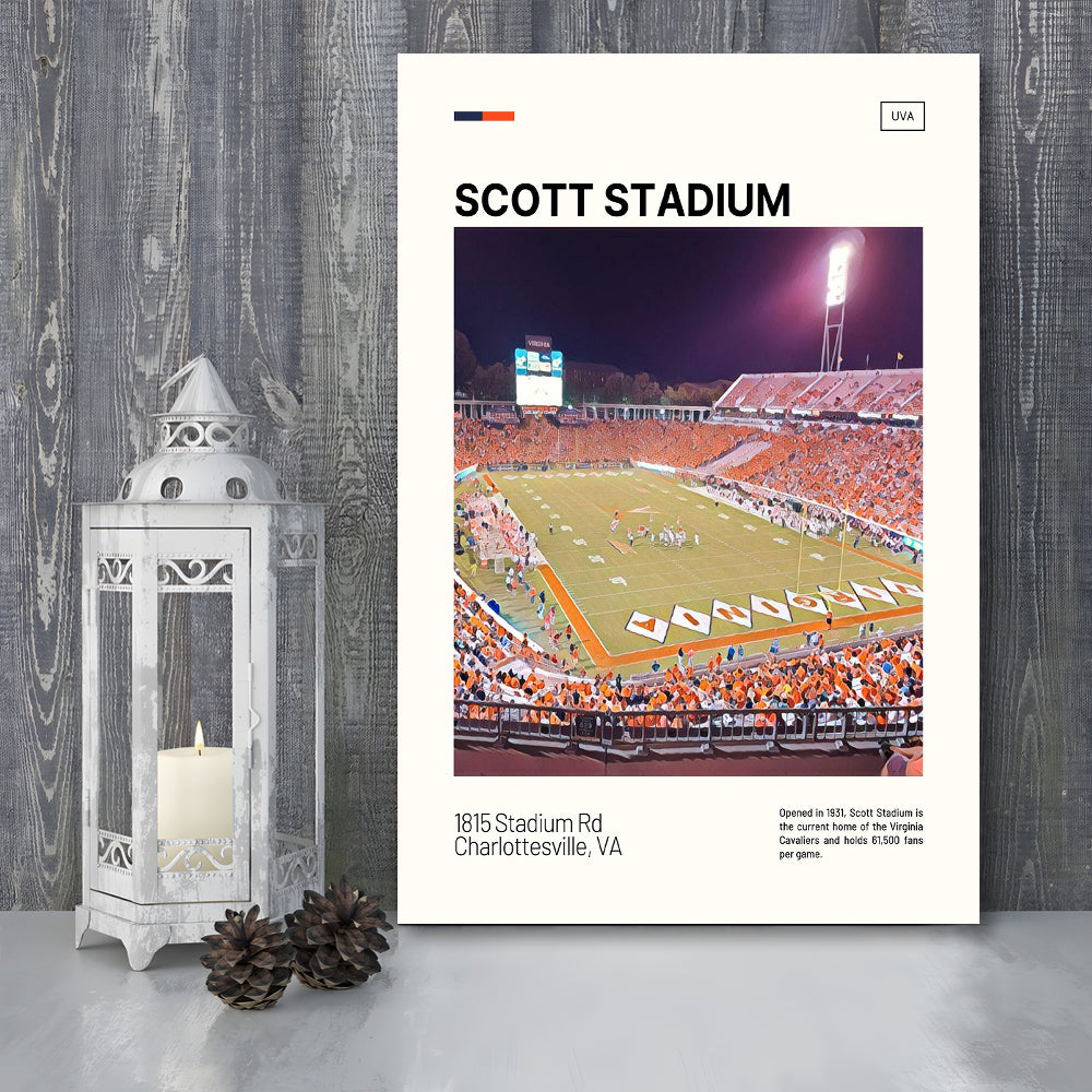 Scott Stadium Print, Virginia Cavaliers Stadium Canvas Art, Fan Gifts, Sport Art, Canvas Print Wall Art