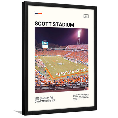 Scott Stadium Print, Virginia Cavaliers Stadium Art, Gifts for him, Sport Art, Framed Art Print Wall Decor