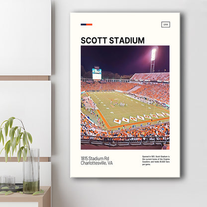 Scott Stadium Print, Virginia Cavaliers Stadium Canvas Art, Fan Gifts, Sport Art, Canvas Print Wall Art