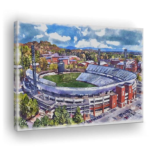 Scott Painting Stadium Watercolor, Albemarle County Virginia Watercolor, Sport Art, Gifts for him, Canvas Print Wall Art
