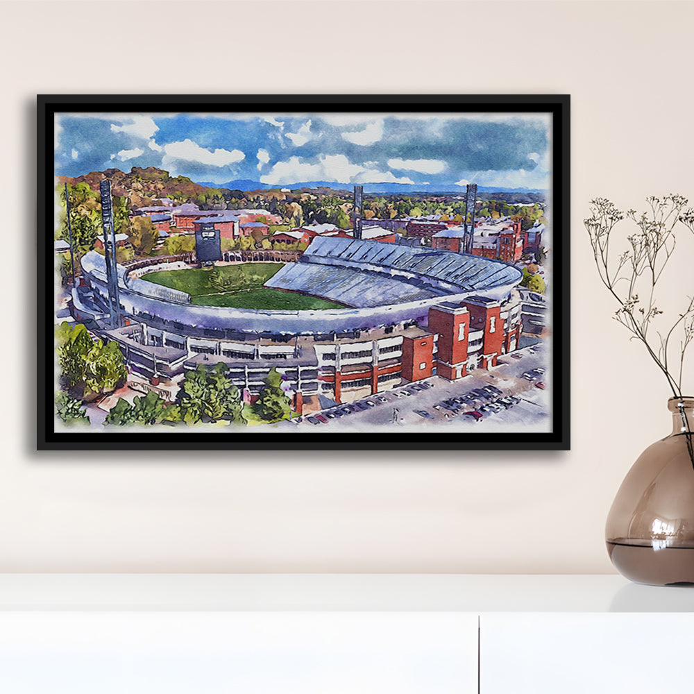 Scott Painting Stadium Watercolor, Albemarle County Virginia, Sport Gift Art, Framed Canvas Print Wall Art