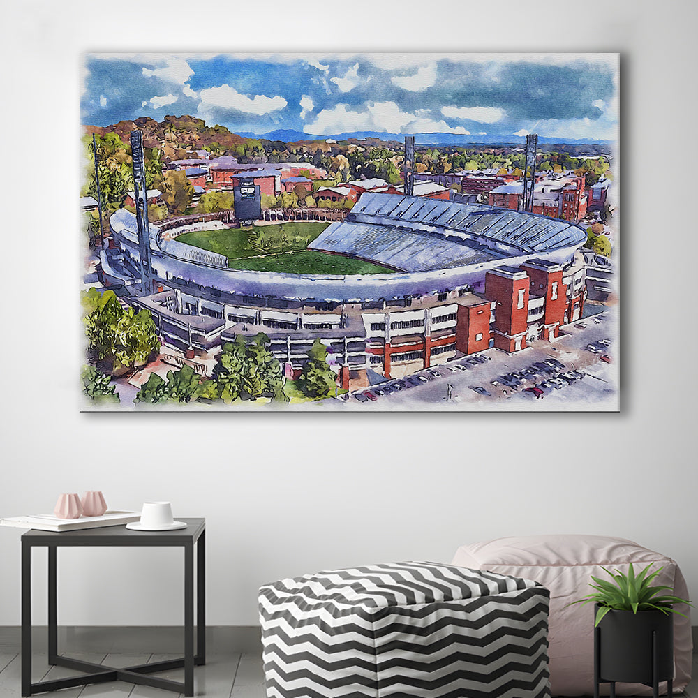 Scott Painting Stadium Watercolor, Albemarle County Virginia Watercolor, Sport Art, Gifts for him, Canvas Print Wall Art
