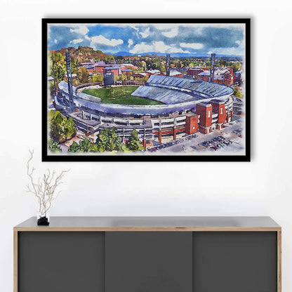 Scott Painting Stadium Watercolor, Albemarle County Virginia Watercolor, Sport Gift Art, Framed Art Print Wall Decor