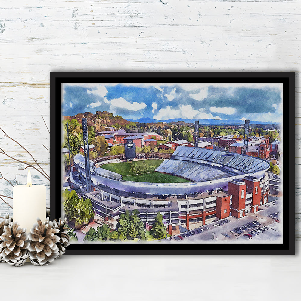 Scott Painting Stadium Watercolor, Albemarle County Virginia, Sport Gift Art, Framed Canvas Print Wall Art