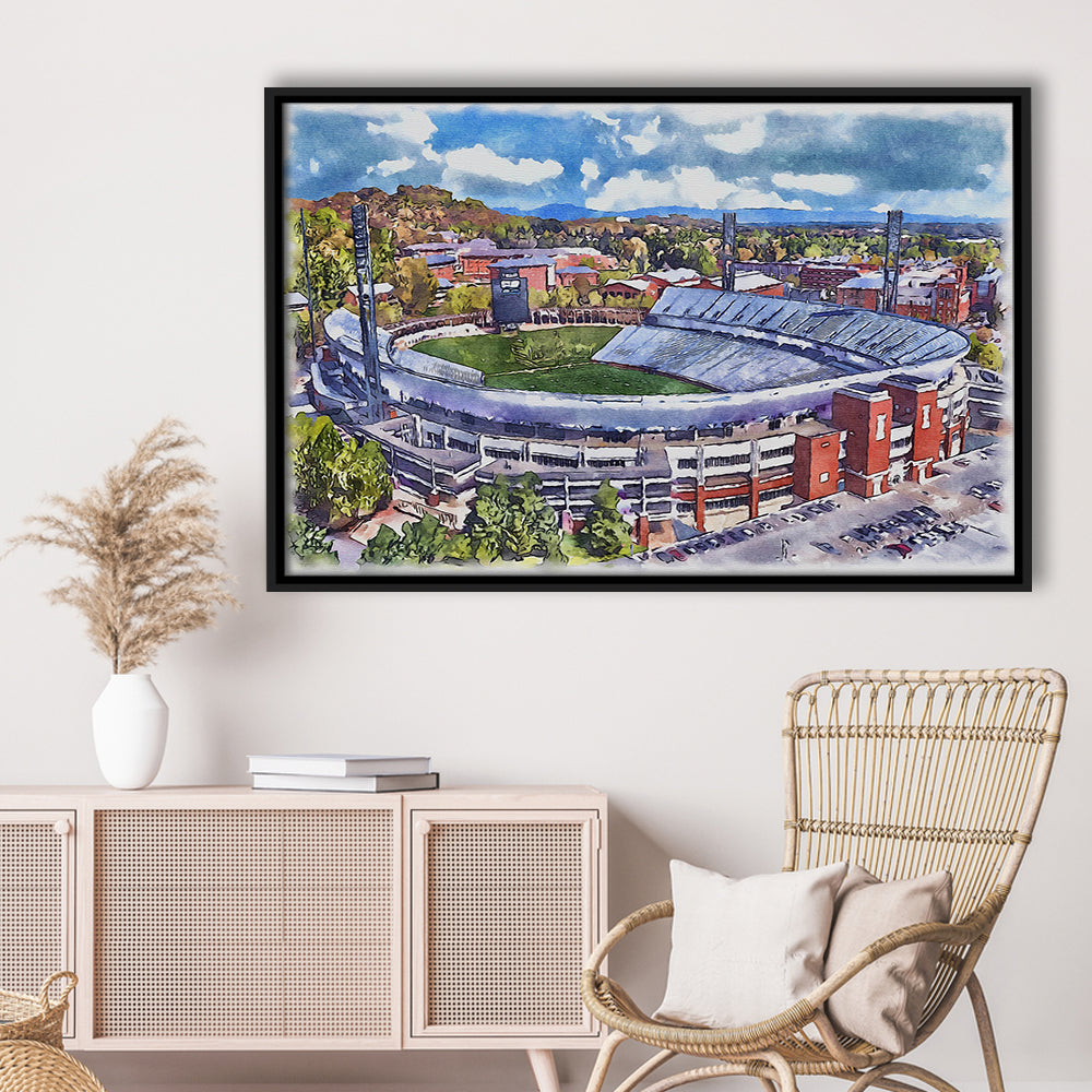 Scott Painting Stadium Watercolor, Albemarle County Virginia, Sport Gift Art, Framed Canvas Print Wall Art