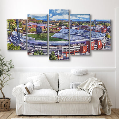 Scott Painting Stadium Watercolor, Albemarle County Virginia Watercolor, Sport Art, Mixed 5 Panel, Canvas Print Wall Art