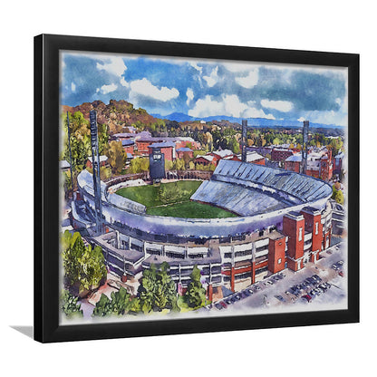 Scott Painting Stadium Watercolor, Albemarle County Virginia Watercolor, Sport Gift Art, Framed Art Print Wall Decor