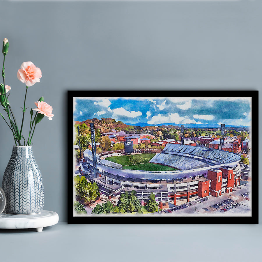 Scott Painting Stadium Watercolor, Albemarle County Virginia Watercolor, Sport Gift Art, Framed Art Print Wall Decor