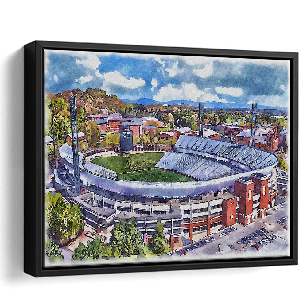 Scott Painting Stadium Watercolor, Albemarle County Virginia, Sport Gift Art, Framed Canvas Print Wall Art