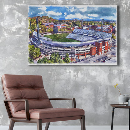 Scott Painting Stadium Watercolor, Albemarle County Virginia Watercolor, Sport Art, Gifts for him, Canvas Print Wall Art