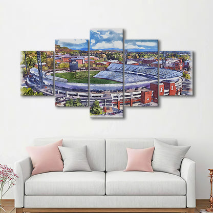 Scott Painting Stadium Watercolor, Albemarle County Virginia Watercolor, Sport Art, Mixed 5 Panel, Canvas Print Wall Art