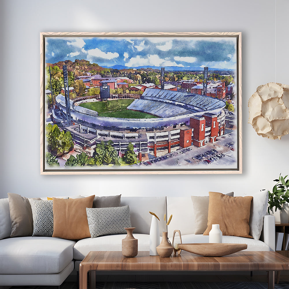 Scott Painting Stadium Watercolor, Albemarle County Virginia, Sport Gift Art, Framed Canvas Print Wall Art