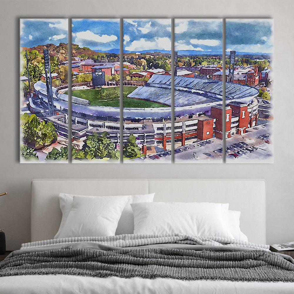 Scott Painting Stadium Watercolor, Albemarle County Virginia Watercolor, Sport Art, Extra Large Canvas Print